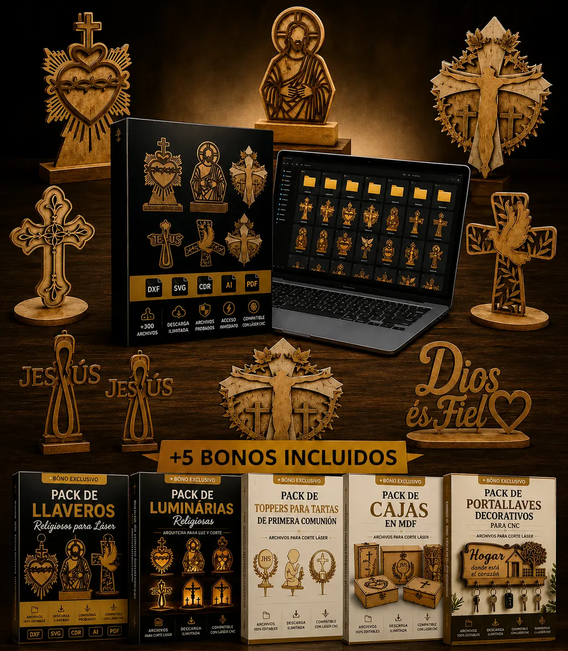 +100 Artes Cristianas Premium para CNC y Láser
